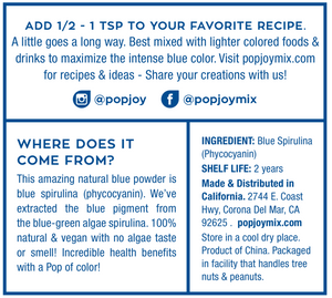Blue Spirulina - POPJOY, blue spirulina powder, pink pitaya, activated charcoal, rainbow latte, vegan, vegan recipes